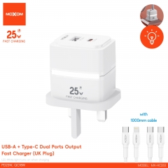 USB-A + Type-C Dual Ports Output Fast Charger (UK Plug)