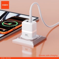 120W Super Fast Charging USB-A + Type-C Dual-Port Output Charger (UK Plug)