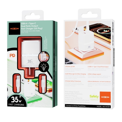 PD35W, QC18W Dual-Port Output Fast Charger (US Plug)