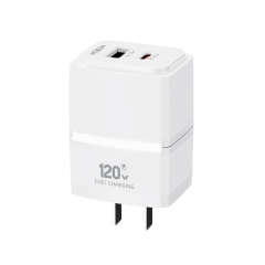 120W Super Fast Charging USB-A + Type-C Dual-Port Output Charger (US Plug)
