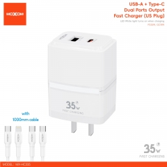 PD35W, QC18W Dual-Port Output Fast Charger (US Plug)