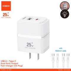 USB-A + Type-C Dual Ports Output Fast Charger (US Plug)