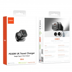PD30W Single Type-C Port Output UK Travel Charger