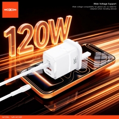 120W Super Fast Charging USB-A + Type-C Dual-Port Output Charger (UK Plug)