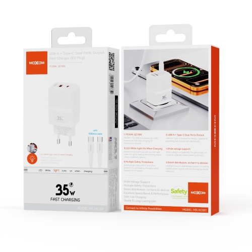 PD35W, QC18W Dual-Port Output Fast Charger (EU Plug)
