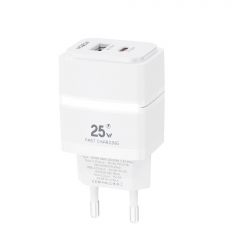 USB-A + Type-C Dual Ports Output Fast Charger (EU Plug)
