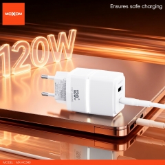 120W Super Fast Charging USB-A + Type-C Dual-Port Output Charger (EU Plug)