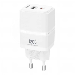 120W Super Fast Charging USB-A + Type-C Dual-Port Output Charger (EU Plug)