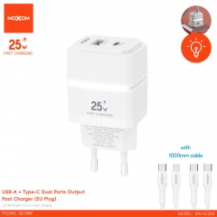 USB-A + Type-C Dual Ports Output Fast Charger (EU Plug)