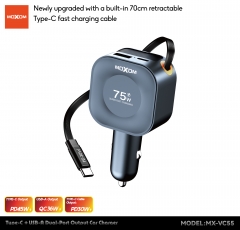 75W Type-C + USB-A Dual-Port Output Car Charger