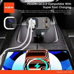 45W Super Fast Charging Retractable Car Charger