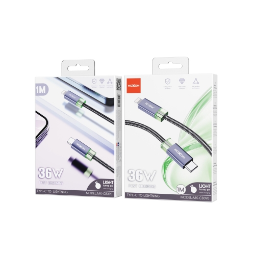 "36W Fast Charging 1-meter-long aluminum-shell data cable with light"