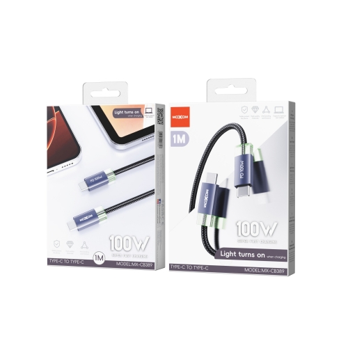 "100W Super Fast Charging 1-meter-long aluminum-shell data cable with light"