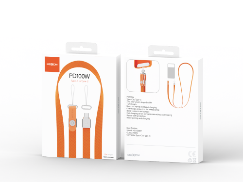 "PD100W Zinc alloy woven lanyard data cable Type-C to Type-C"