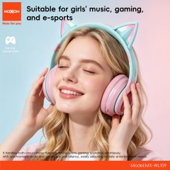 Glowing Cat Ear Wireless Headphones – For Girls, Music, Gaming & Esports