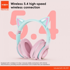 Glowing Cat Ear Wireless Headphones – For Girls, Music, Gaming & Esports