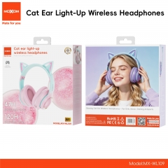 Glowing Cat Ear Wireless Headphones – For Girls, Music, Gaming & Esports