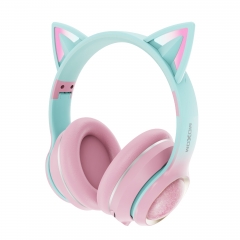 Glowing Cat Ear Wireless Headphones – For Girls, Music, Gaming & Esports