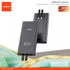 22.5W Super Fast Charging Power Bank with Built-in Dual Cables