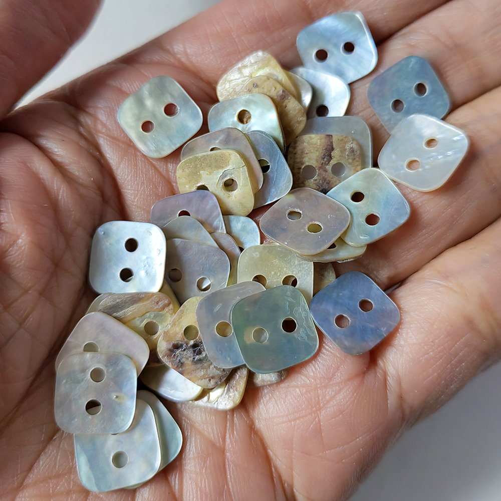 Square 13mm Mother of Pearl Shell Buttons | 2-Hole Mabe Shell Buttons ...