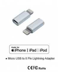 4-Pack Metal shell Micro USB to 8 Pin Lightning Adapter Converters for iPhone X 8