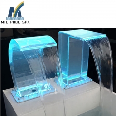 Acrylic swimming pool waterfall in China factory, with LED lights pool size can be customized pool equipment