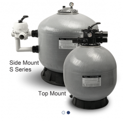 Top-mount and side-mount swimming pool fiberglass sand filter