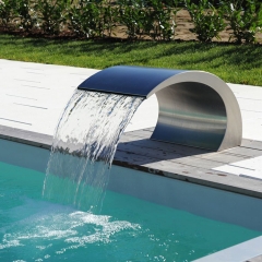 Stainless Steel Swimming Pool Water Blade Waterfall with LED light Outdoor Garden Waterfall