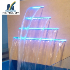 Swimming pool waterfall With Multi-color LED water spillway swimming pool cascade fountain wall pond water curtain