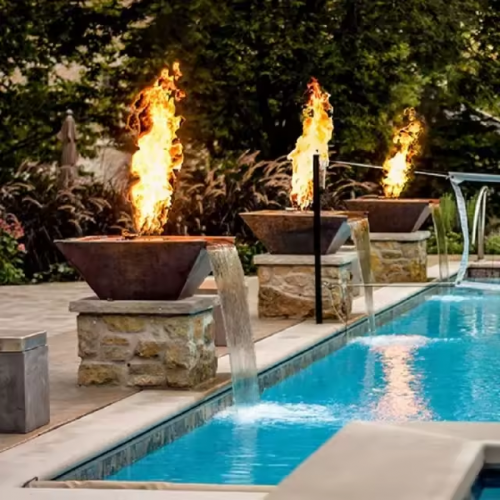 fire and water pool bowls swimming pool fire pit waterfall pool fire bowl