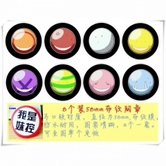 8个一套5.8cm  暗杀教室杀老师8款一套圆形布纹胸针A款