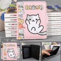 猫咪后院PU斜纹二折按扣短款钱包