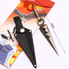 火影忍者龙刃苦无枪色铜柄带皮套刀扣15CM