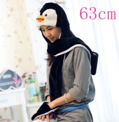 冬季毛绒儿童保暖护耳帽 动物帽围巾手套一体 63cm