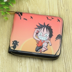 One Piece Luffy Japanese Cartoon For Adult Zipper Folding Purse Anime Wallet