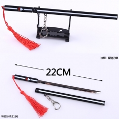 火影忍者宇智波佐助兵器黑色草雉剑可弹动带鞘刀扣22CM