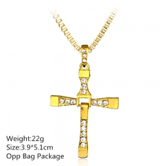 2 Styles Fast & Furious 7 Cross Gold Alloy Anime Necklace Beautiful Cheap High(10pcs/set)