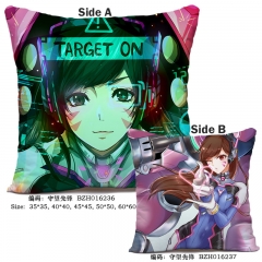 Overwatch Japanese Fashion Game Print Cosplay Soft Two Sides Anime Pillow 45*45CM