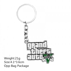 10pcs/set 4.1*3.6CM Grand Theft Auto V Alloy Keyring Famous Game Anime Keychain