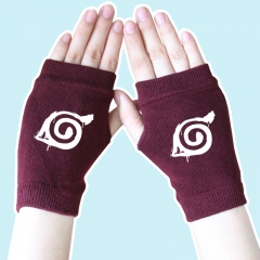 Naruto Marks Wine Anime Good Quality Half Finger Knitted Gloves 14*8CM