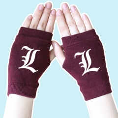 Death Note Popular Movie Half Finger Wine Anime Knitted Gloves 14*8CM
