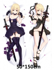 Cartoon Fate Saber Anime Black Printed Soft Long Pillow