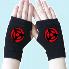 Naruto Sharingan Half Finger Black Anime Knitted Gloves 14*8CM