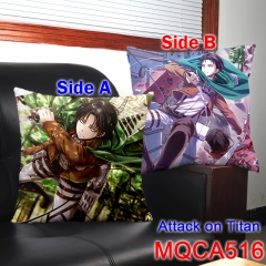Attack on Titan Cartoon Cosplay Anime Print Two Sides High Quality Pillow 45*45CM