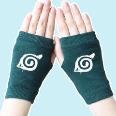 Naruto Marks Atrovirens Anime Good Quality Half Finger Knitted Gloves 14*8CM