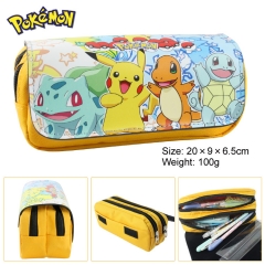Pokemon Multifunctional Cartoon Anime Zipper PU and Canvas Pencil Bag