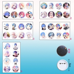 8PCS/SET 5.8CM 5 Styles Re:Life in a Different World from Zero/Re: Zero Anime Brooch Pin