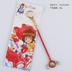 Card Captor Sakura Cartoon Key Ring Magic Wand with Wing Pendant Wholesale Anime Alloy Key Chain
