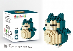 Japanese Pokemon Snorlax Cute Anime Mini Plastic Kids Toy Building Blocks