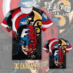 Captain American Marvel Colorful Cosplay 3D Print Anime T Shirts Anime Short Sleeves T Shirts